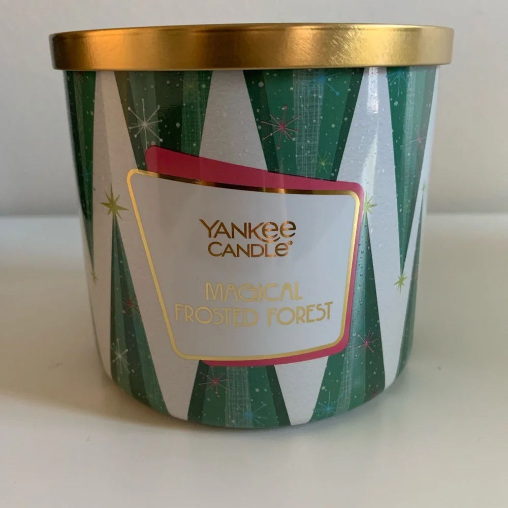 Yankee Candle Magical Frosted Forest Green and Gold Candle
